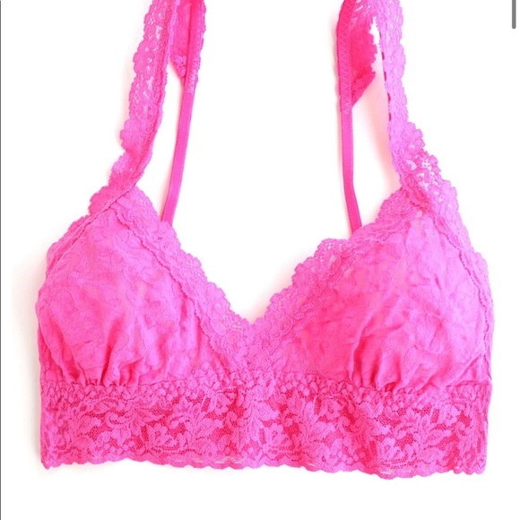 NWT Hanky Panky Signature Lace Crossover Bralette in Hibiscus Pink - Picture 1 of 5